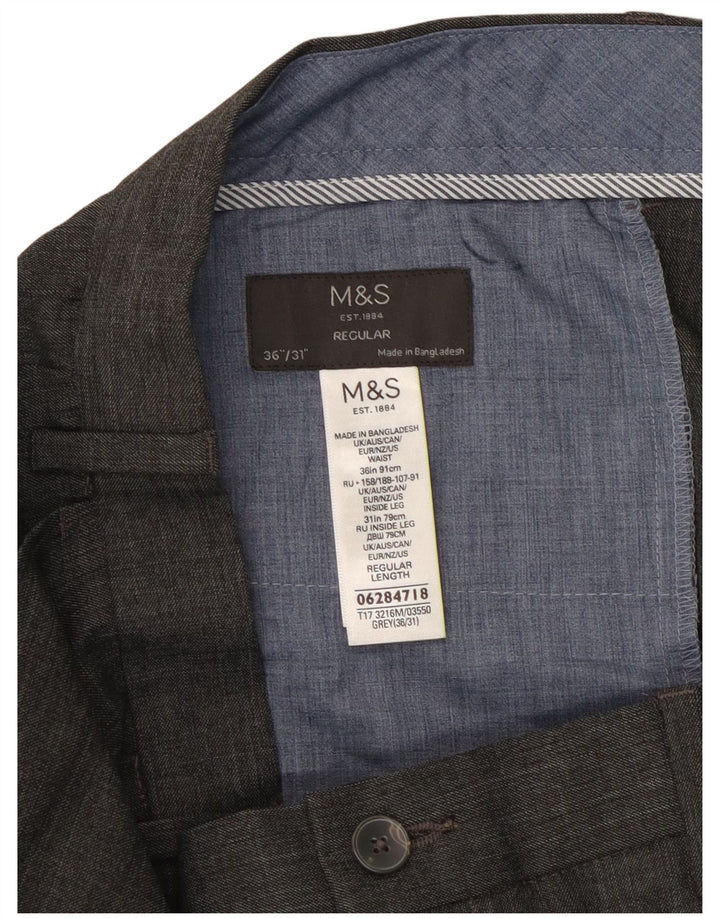 MARKS & SPENCER Pantalon de Costume Droit Homme W36 L31 Gris Polyester