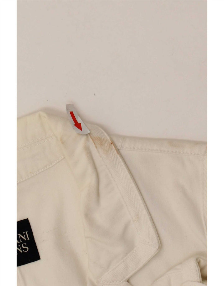 Armani Jeans Veste Blazer 3 Boutons Femme UK 18 XL Coton Blanc