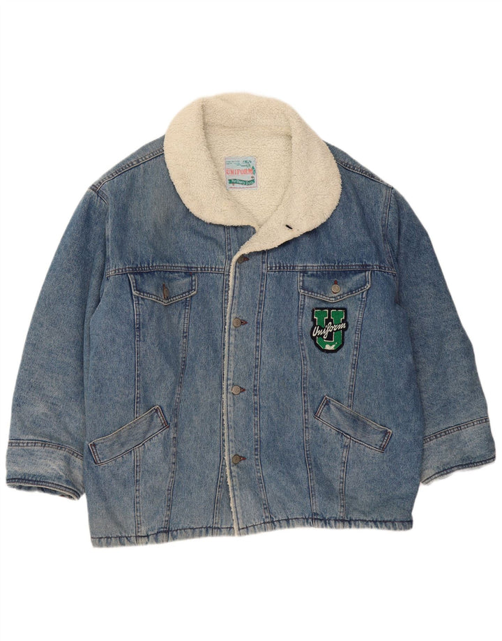 UNIFORM Veste Sherpa en jean pour homme UK 42 XL Bleu