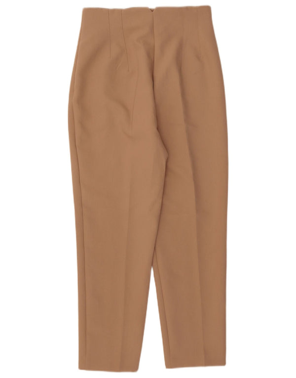 Zara Womens High Waist Tapered Suit Trousers Medium W28 L26 Beige Polyester