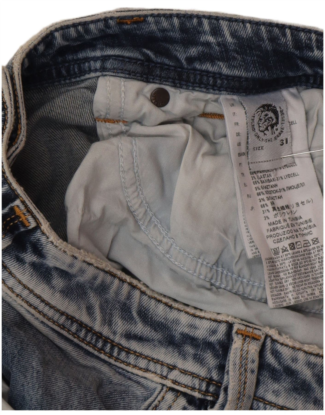 Diesel Jean Droit W31 L27 Bleu Coton Homme