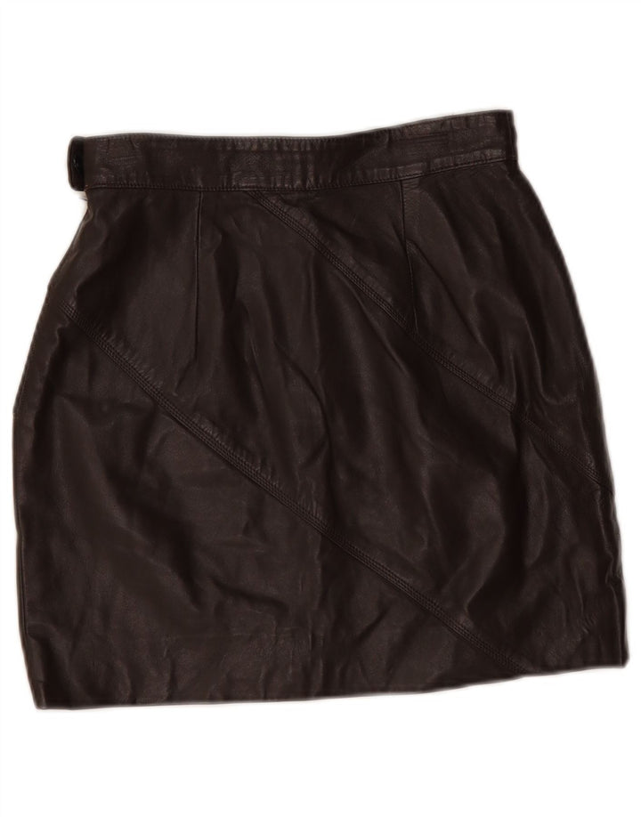 vintage Femme Mini Jupe En Cuir W24 XS Marron
