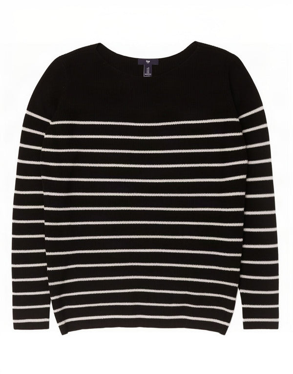 Gap Pull Col Bateau Femme UK 18 XL Coton Rayé Noir