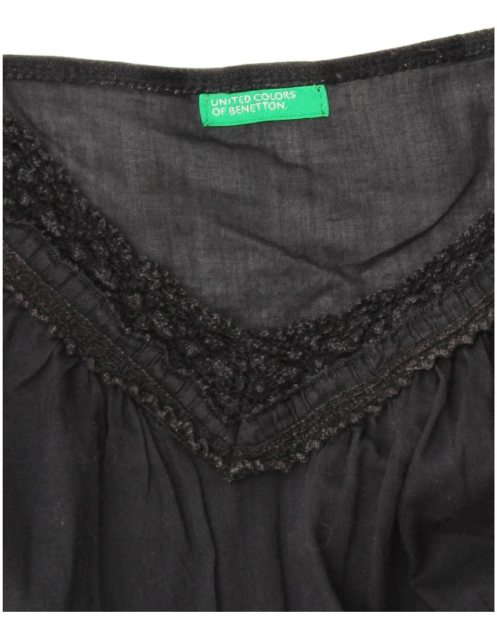 BENETTON Femme Cami Top UK 10 Small Noir