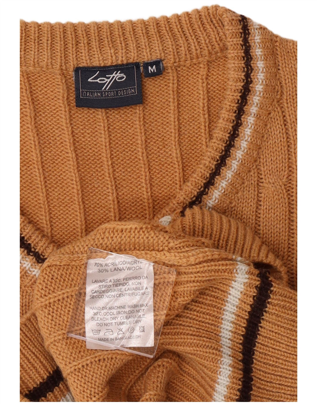 Lotto Pull Col V Homme Acrylique Marron Moyen