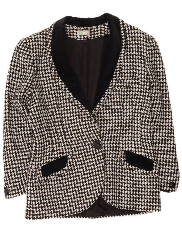 Egoiste Veste Blazer Femme UK 14 Moyen Noir Pied-de-Poule Classique