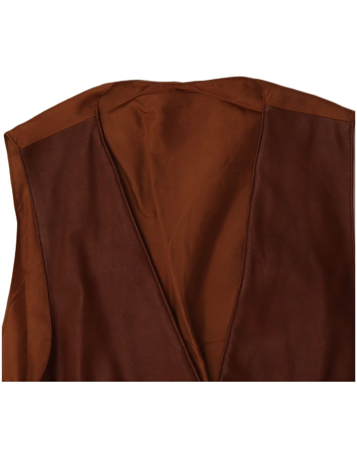 VINTAGE Gilet en cuir homme grand cuir marron