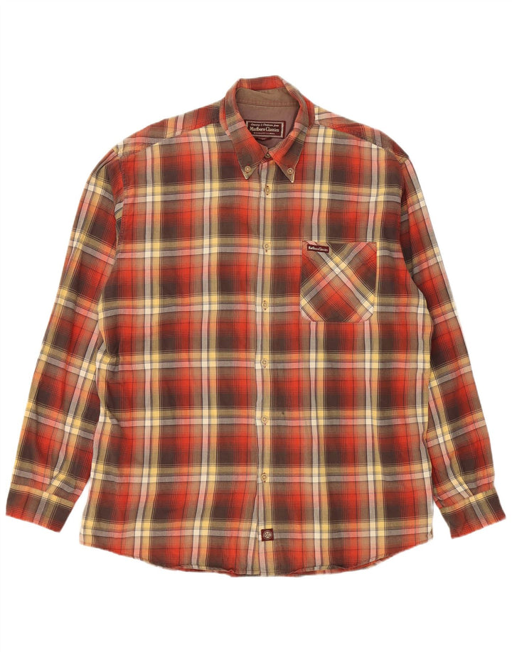 Marlboro Classics Chemise en flanelle à carreaux pour homme XL en coton à carreaux rouge