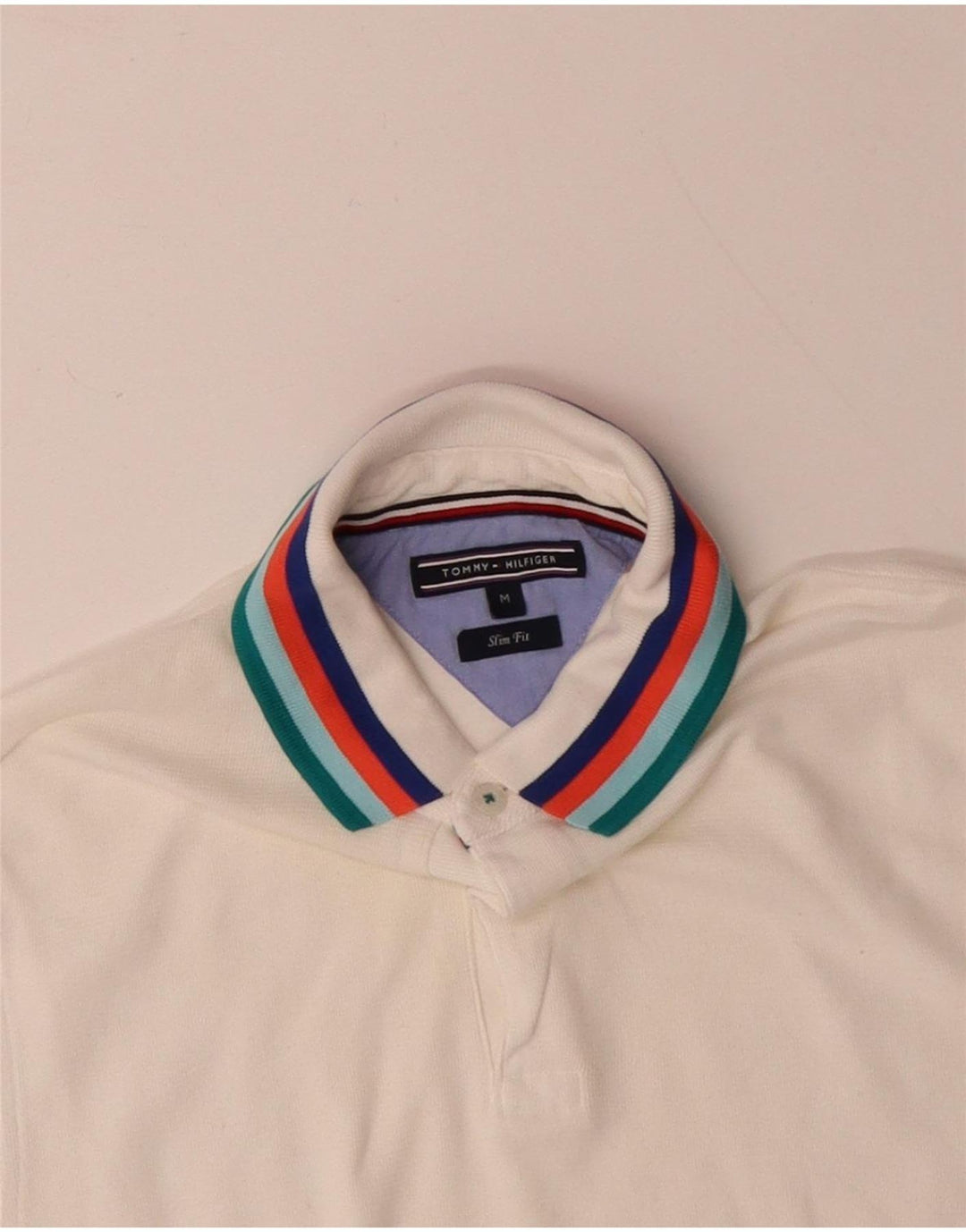 TOMMY HILFIGER Mens Slim Fit Polo Shirt Medium White
