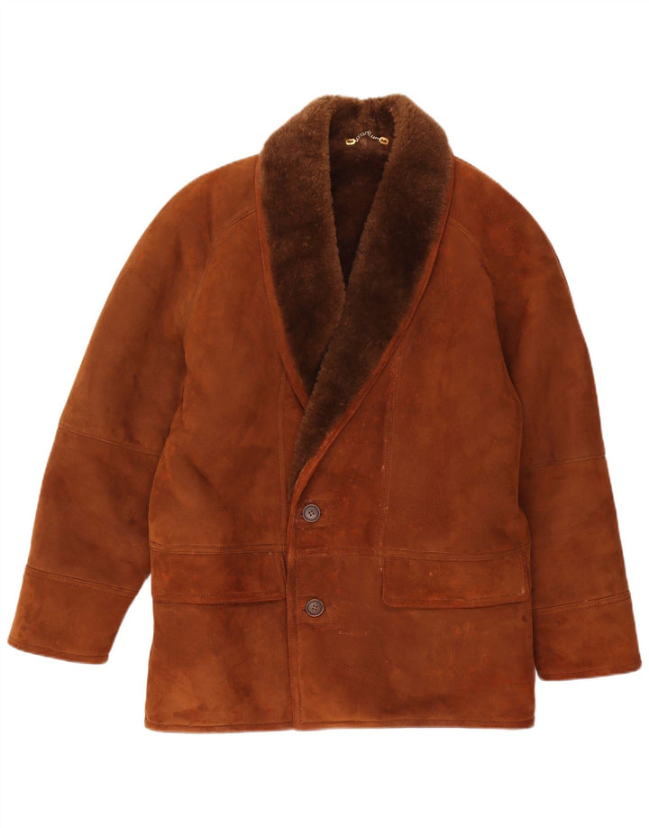 veste en peau de mouton homme vintage IT 46 Petite peau de mouton marron