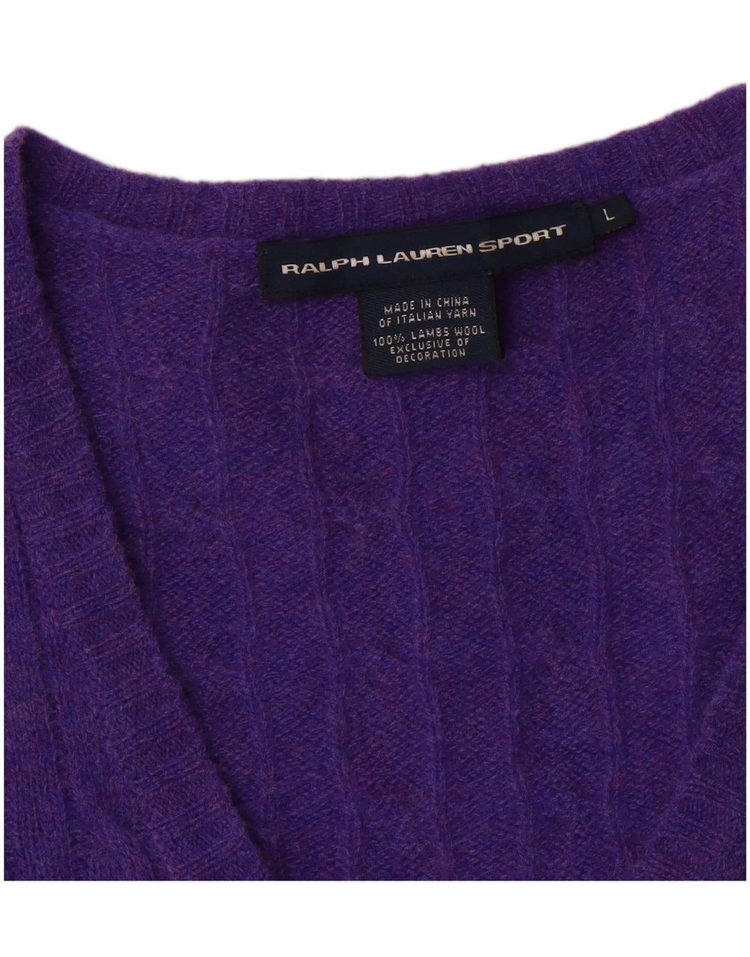Ralph Lauren Pull col en V pour femme UK 14 Grande laine violette