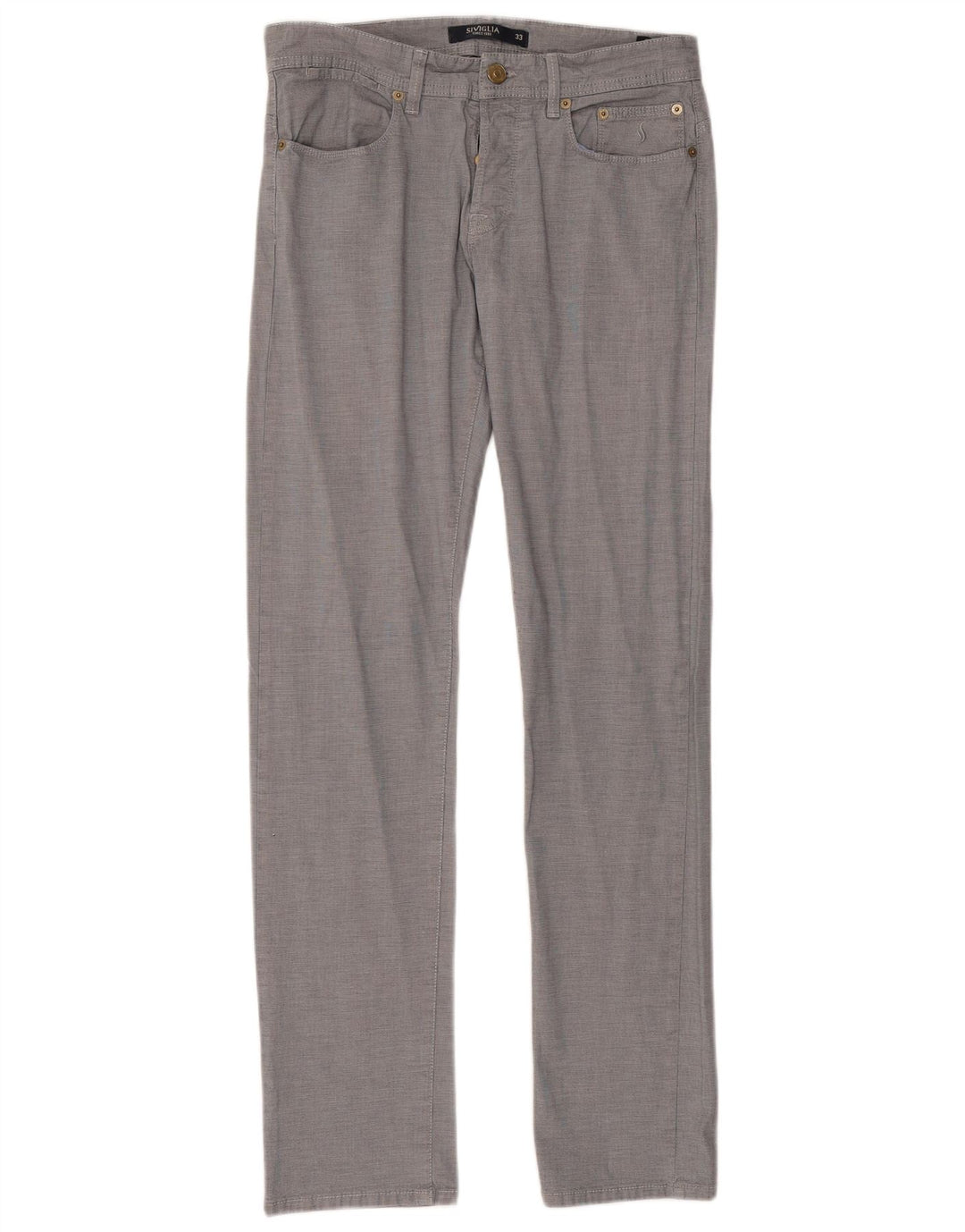 SIVIGLIA Pantalon décontracté droit femme W33 L33 Bleu à carreaux en coton