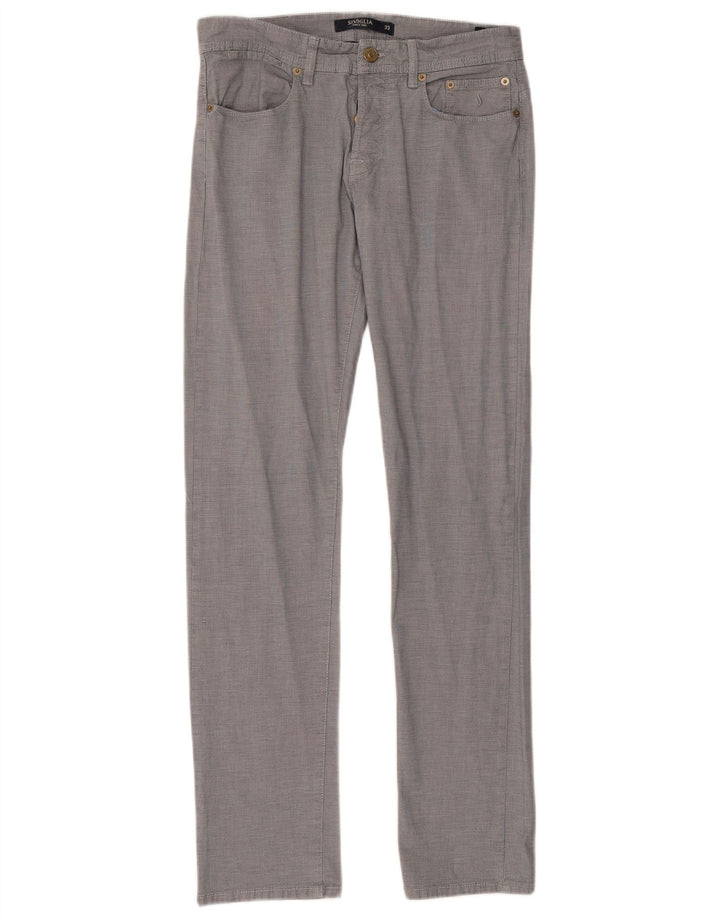 SIVIGLIA Pantalon décontracté droit femme W33 L33 Bleu à carreaux en coton