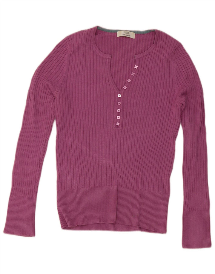Marks & Spencer Pull col en V pour femme UK 12 Viscose rose moyen