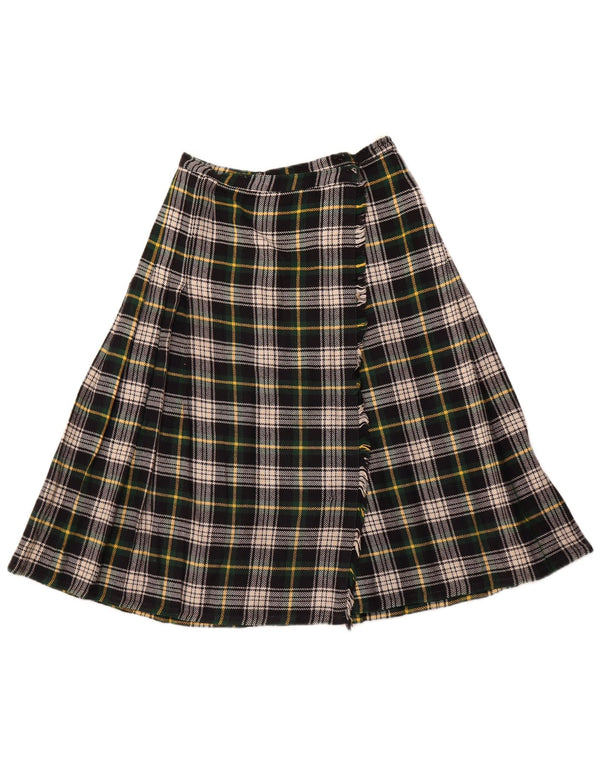 VINTAGE Jupe portefeuille femme W26 Petit carreaux verts