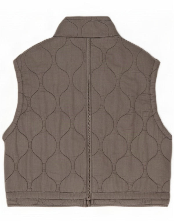 Zara Gilet matelassé surdimensionné pour femme UK 10 Small Gris Lyocell