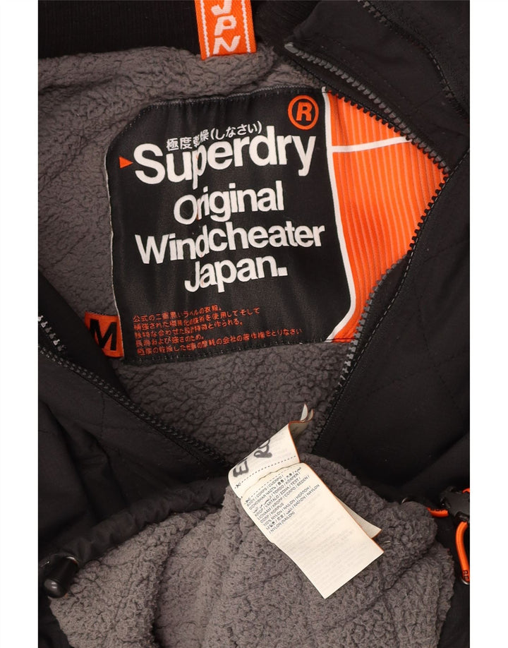 SUPERDRY Veste coupe-vent à capuche Windcheater pour femme UK 14 Medium Noir