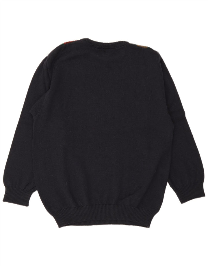 Marc Rene Pull col rond homme IT 48 laine rayée bleu marine moyen