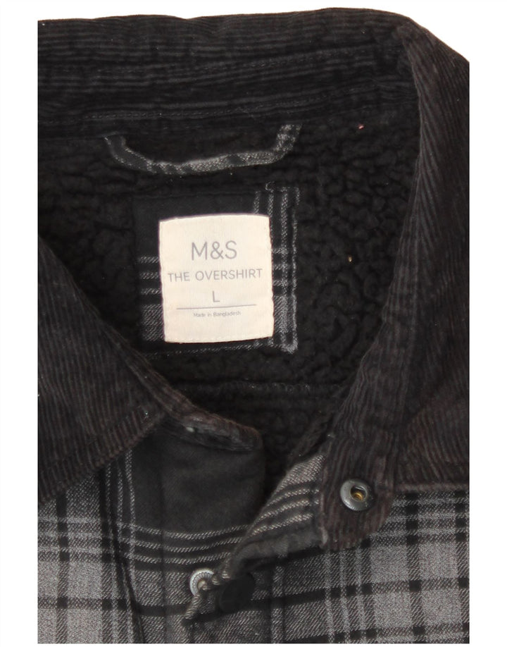 Marks & Spencer Chemise en flanelle Lumberjack pour hommes, grand coton à carreaux gris