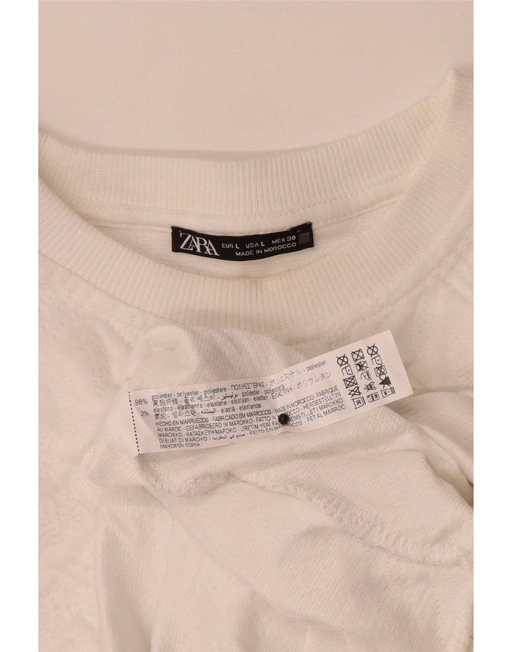 Zara Sweat-shirt surdimensionné pour femme UK 16 Grand blanc géométrique