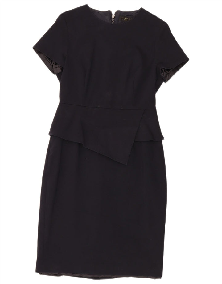 Ted Baker Robe péplum pour femme Taille 2 Petit Bleu marine Coton