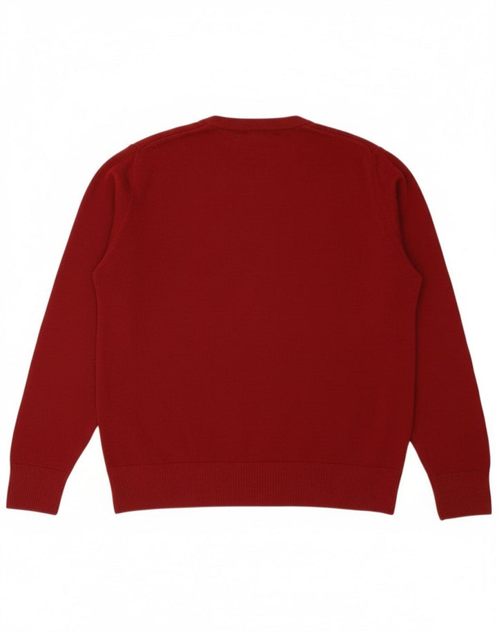 Zara Pull à col rond en laine bordeaux moyen pour homme