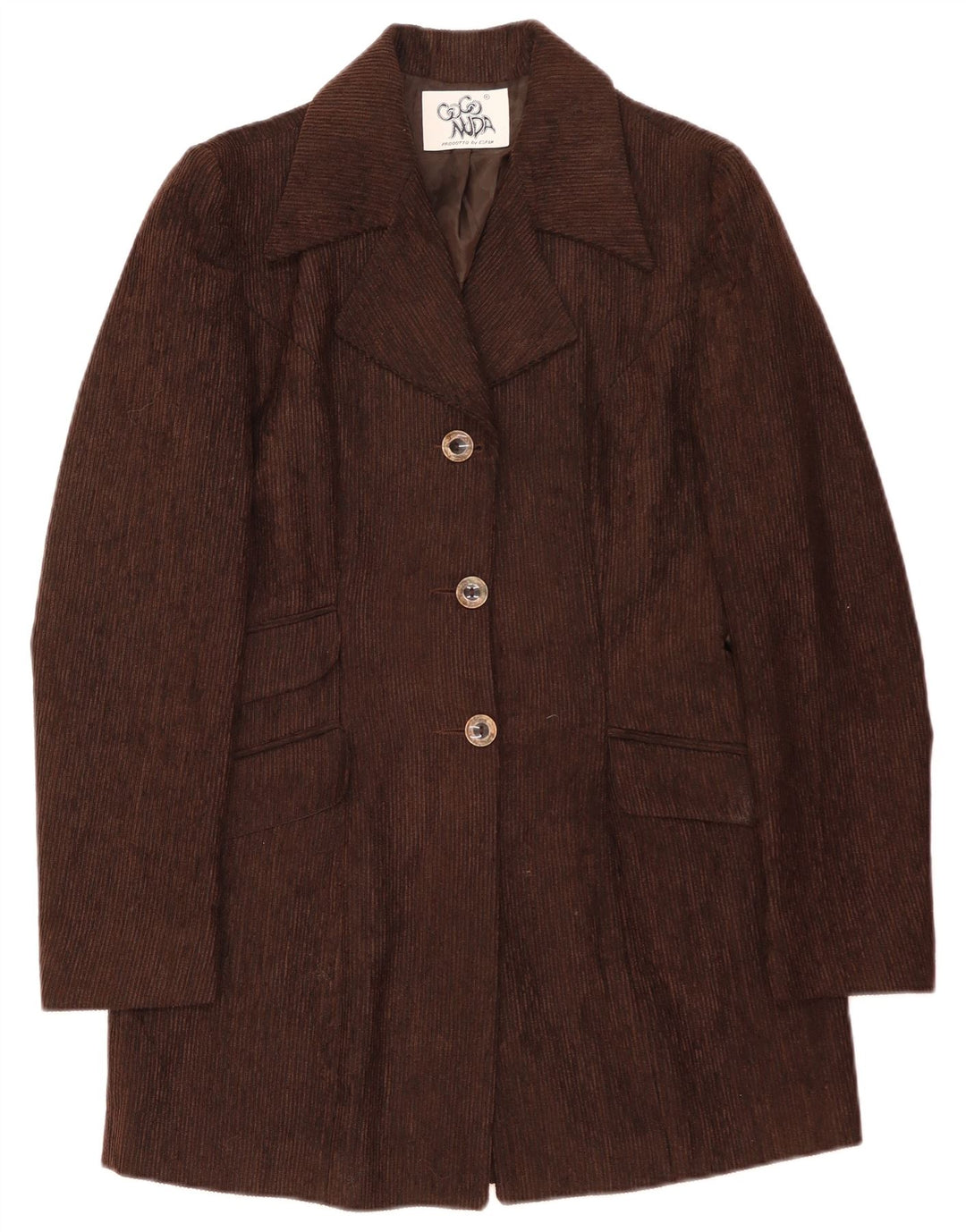 Coconuda Veste blazer longue en velours côtelé à 3 boutons pour femme UK 10 Small Marron