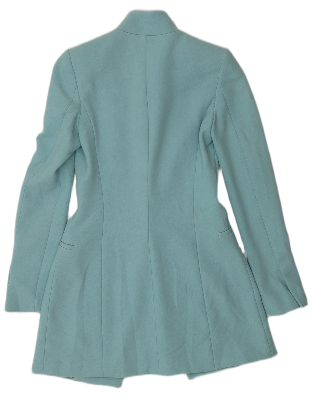 Zara Womens 1 Button Longline Blazer Jacket UK 6 XS Bleu Acétate