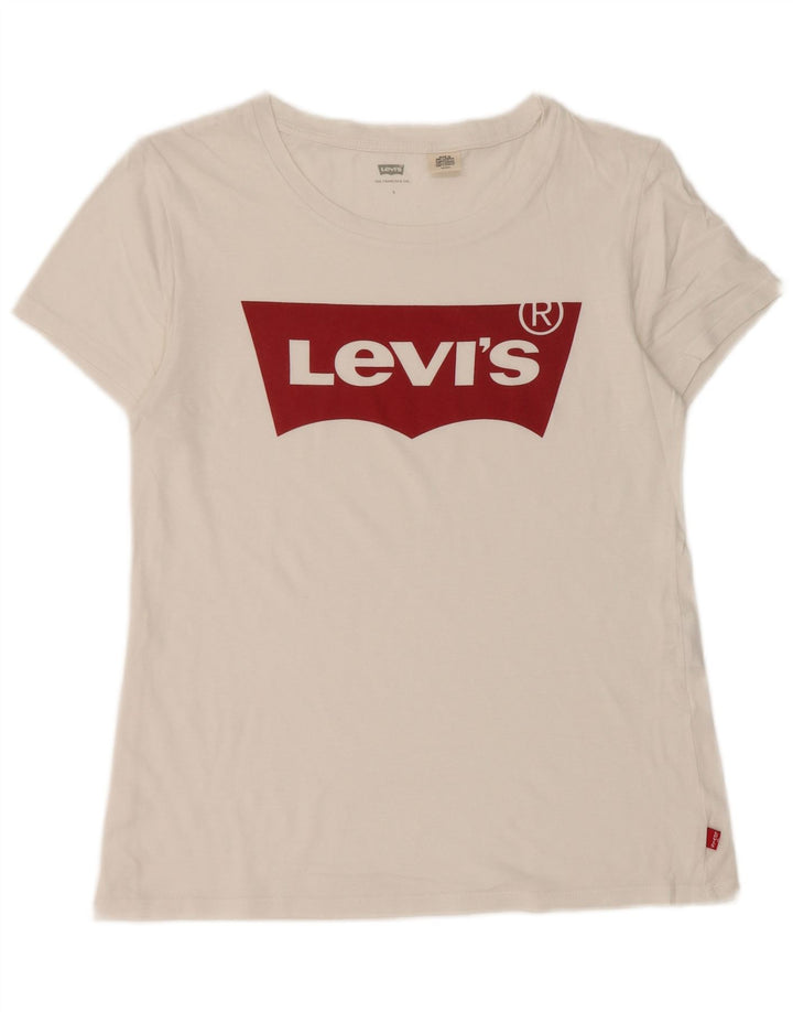 LEVI'S T-shirt graphique pour femme UK 10 Small Blanc