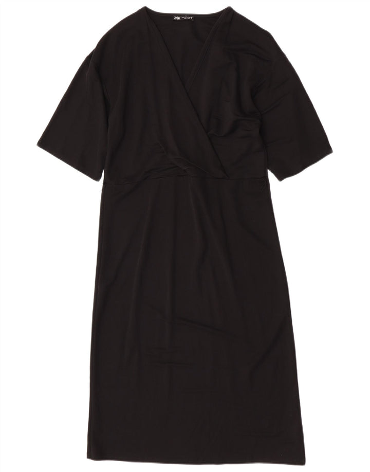 Zara Robe droite pour femme UK 10 Petite Viscose Noire