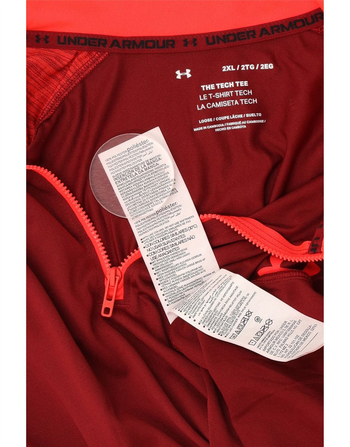 Under Armour Haut de Survêtement Zip Neck Pullover Homme 2XL Rouge Colorblock