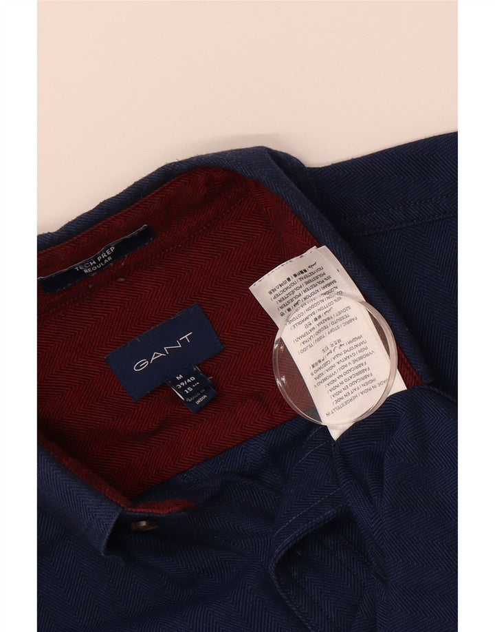 GANT Mens Flannel Shirt Size 39/40 15 Medium Navy Blue Herringbone