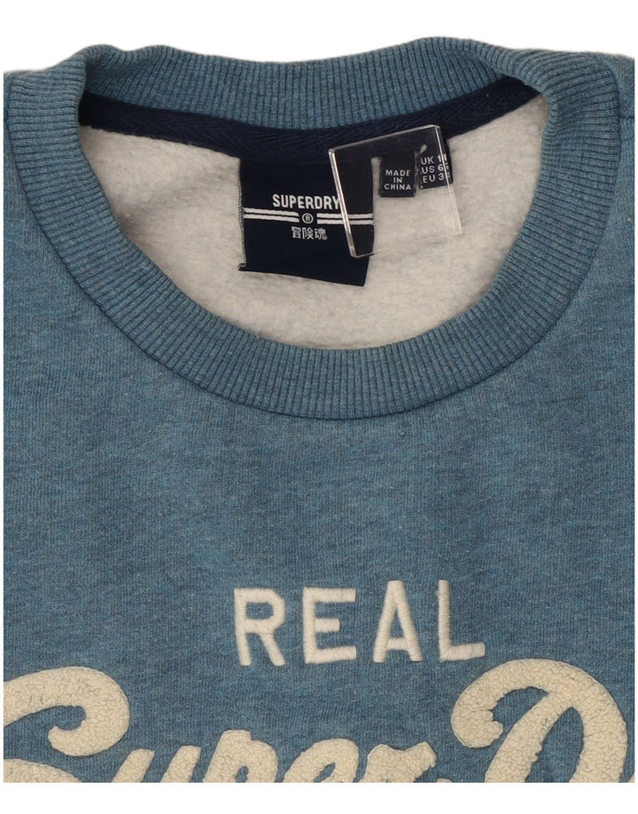 Superdry Sweat-shirt graphique pour femme UK 10 Small Bleu moucheté