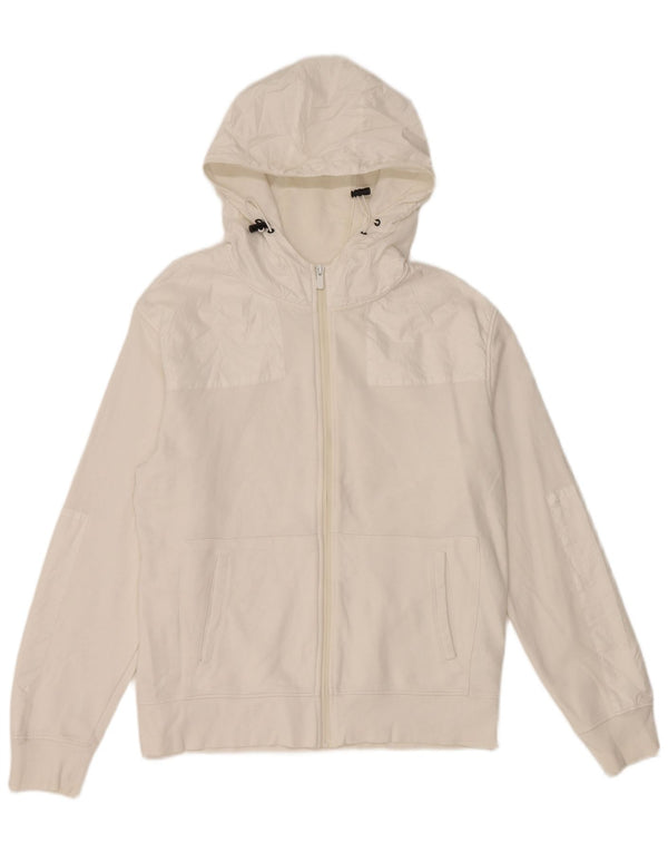 Zara Pull à capuche zippé pour homme Grand coton blanc