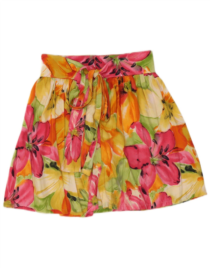 vintage Femmes Mini Wrap Jupe Moyenne W28 Multicolore Floral