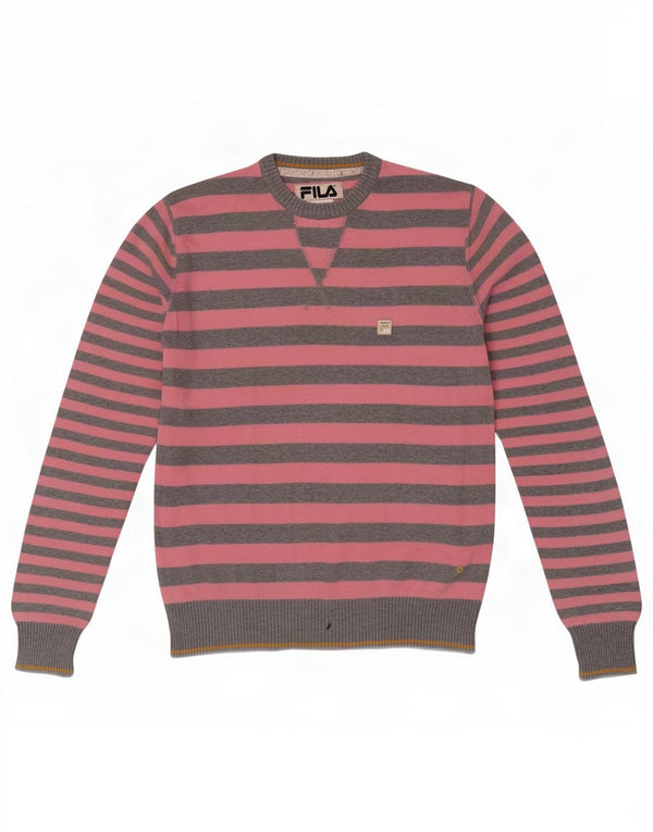 Fila Pull ras du cou pour homme XS en coton rayé rose