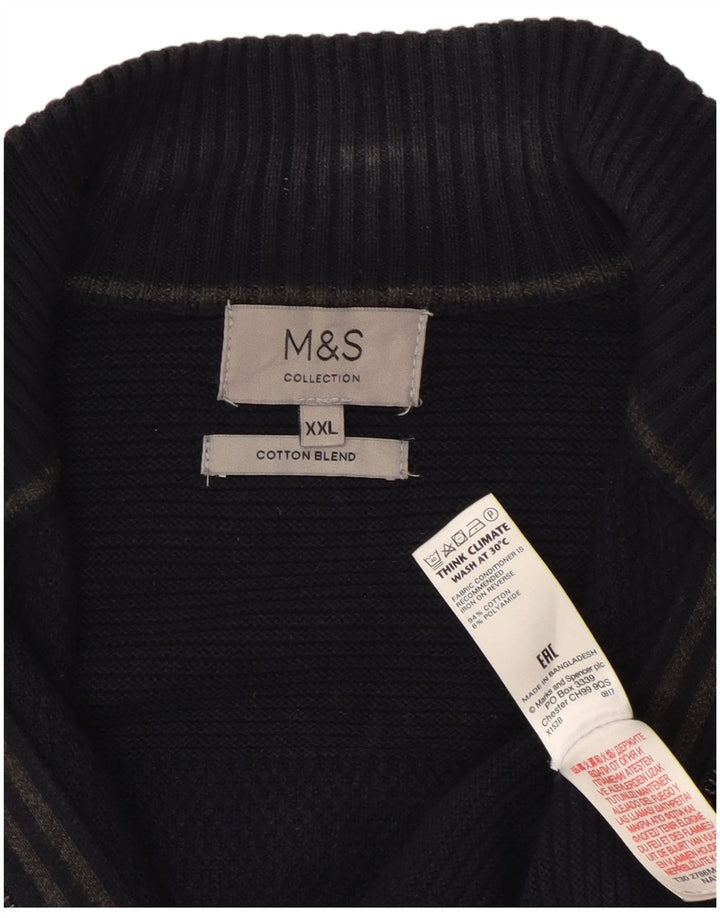 Marks & Spencer Cardigan pour homme en coton bleu marine 2XL