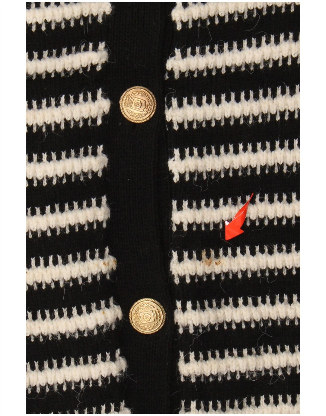 MARKS & SPENCER Pull Cardigan Femme UK 10 Petit Acrylique Rayé Noir