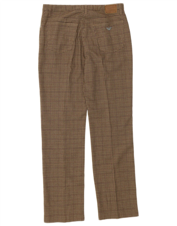 Pantalon décontracté droit femme Armani W31 L30 pied-de-poule vert polyester