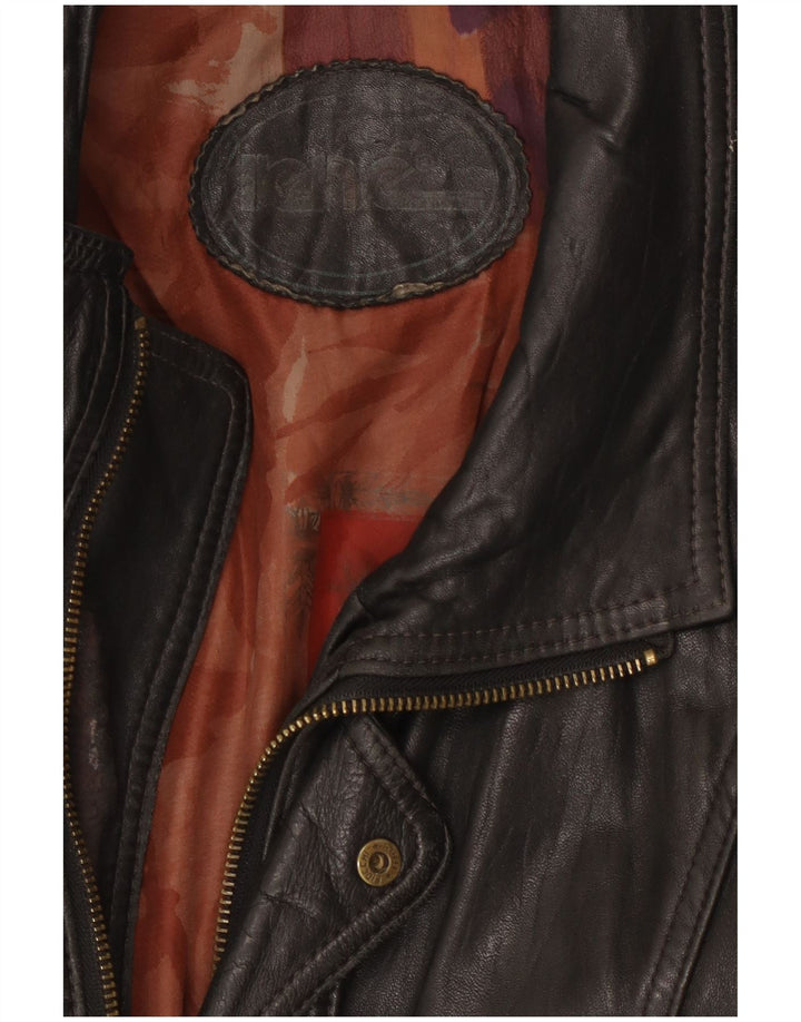 Veste en cuir homme vintage UK 44 2XL Cuir noir