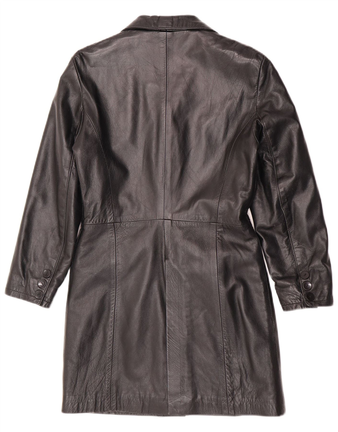 manteau en cuir femme vintage UK 12 Cuir noir moyen