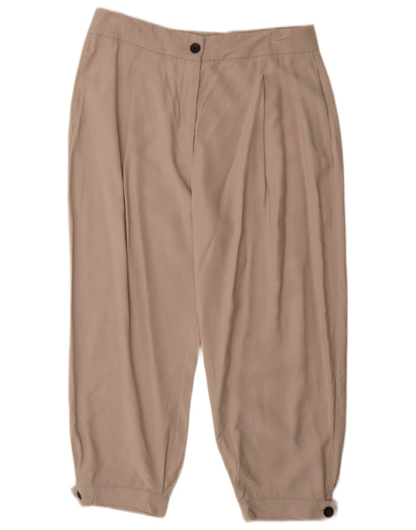 Zara Pantalon Taille Haute Femme XL W36 L28 Beige Viscose