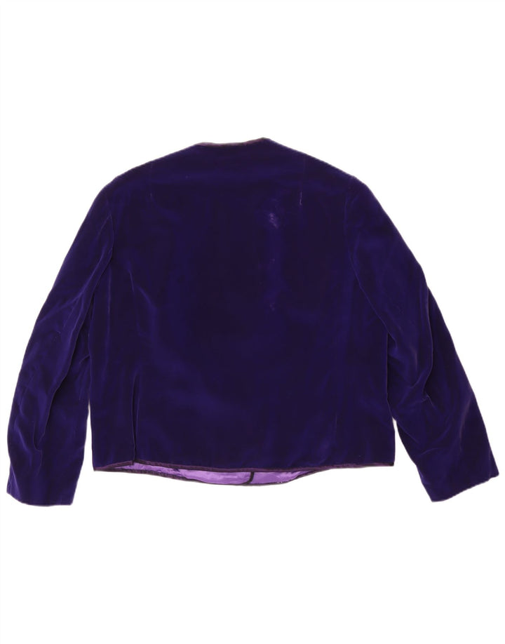 vintage Femmes 5 Bouton Velours Blazer Veste UK 14 Moyen Violet