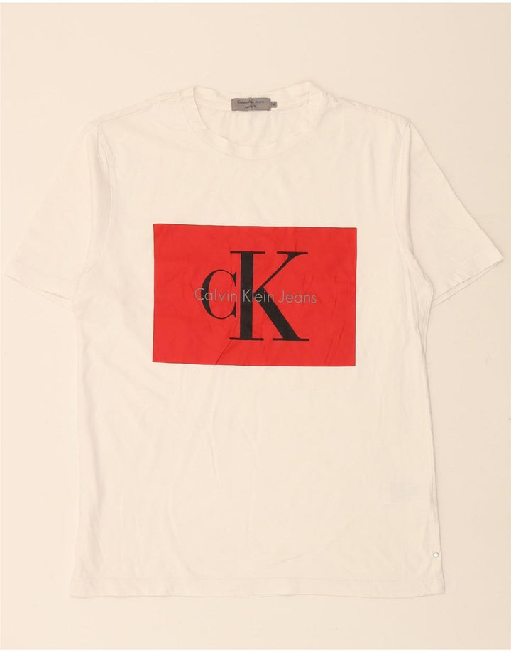 CALVIN KLEIN JEANS T-Shirt Graphique Coupe Regular Homme Blanc Moyen