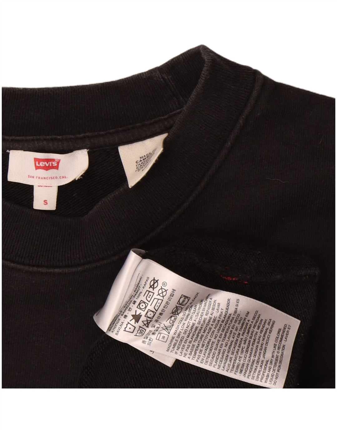 Levi's Haut court graphique surdimensionné à manches longues pour femme UK 10 Small Noir
