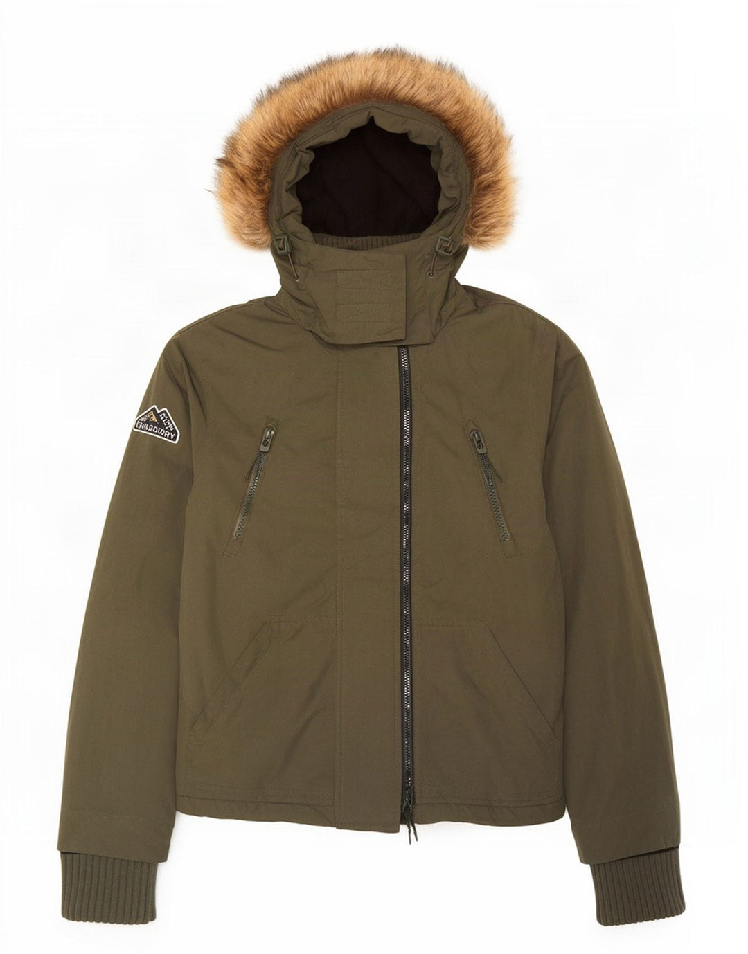 Superdry Veste coupe-vent à capuche pour femme UK 14 Medium Kaki Polyester