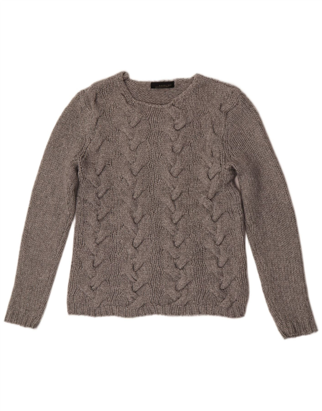 Zara Pull à col rond pour homme en nylon gris Large