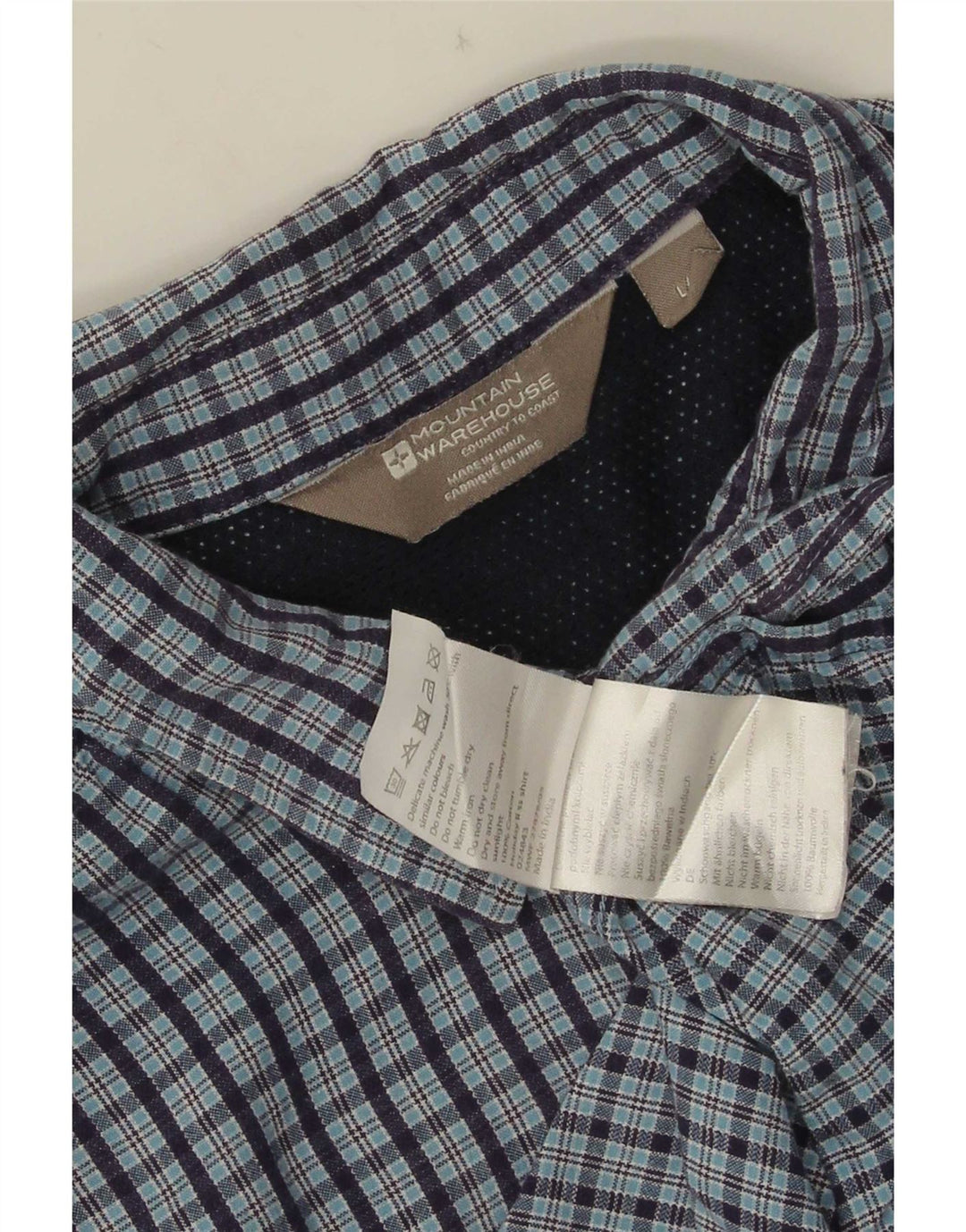 Mountain Warehouse Chemise à manches courtes pour homme en coton à carreaux bleu marine