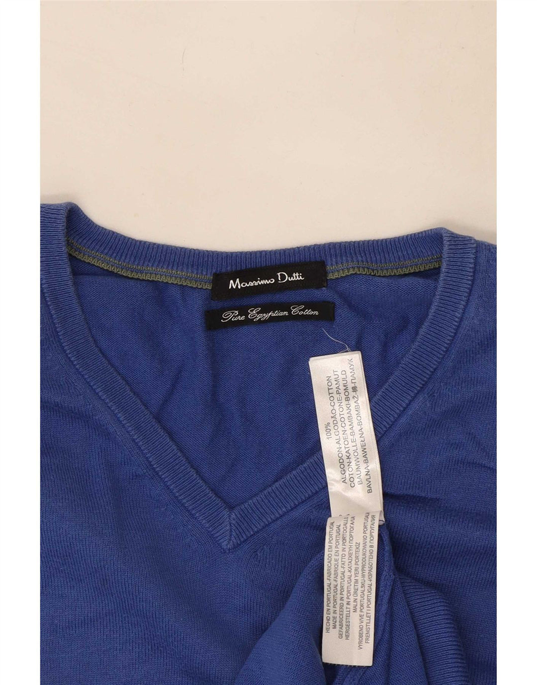 Massimo Dutti Pull col V Homme Bleu Moyen Coton
