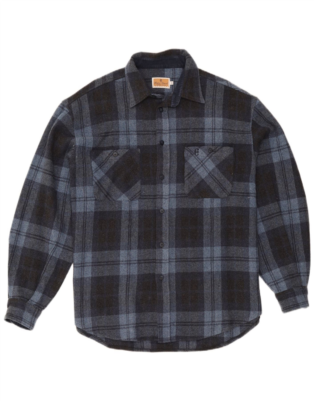 Conte of Florence Surchemise Homme XL Bleu Carreaux Laine